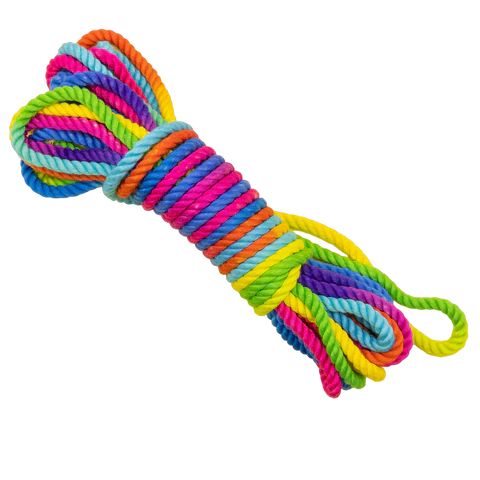 bright rainbow color bondage rope