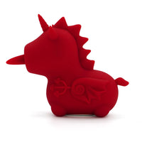 red unicorn with tongue and wings