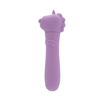 vibrating purple bullet with unicorn head, bumpy main and tongue sticking out