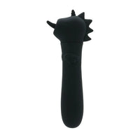 black vibrating bullet with unihorn head and spiky main, with tongue sticking out