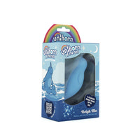 norwal whale with unicorn horn in blue in box packaging