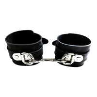 black rubber ankle cuffs on white background