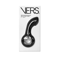 A black Vers Rechargeable Silicone Vibe P+ Spot vibrator in its original white retail packaging, featuring the black VERS logo.