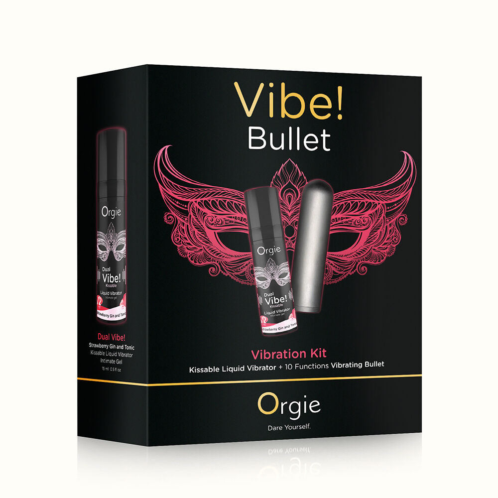 Vibe Bullet packaging with 'Orgie' branding on a black background