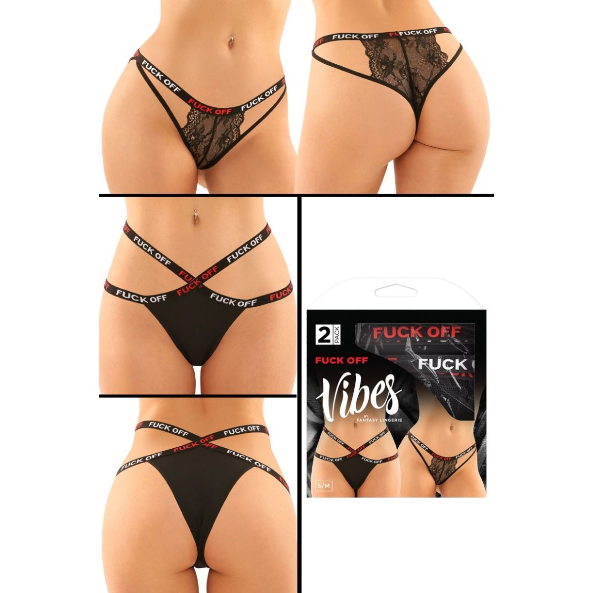 fuck off panties 2 pack in black 