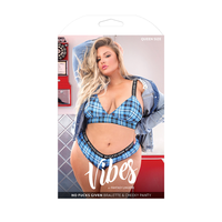 Blue plaid lingerie set other sizes example photo inside packaging.