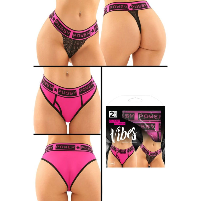 2pk black and pink pussy power panties 