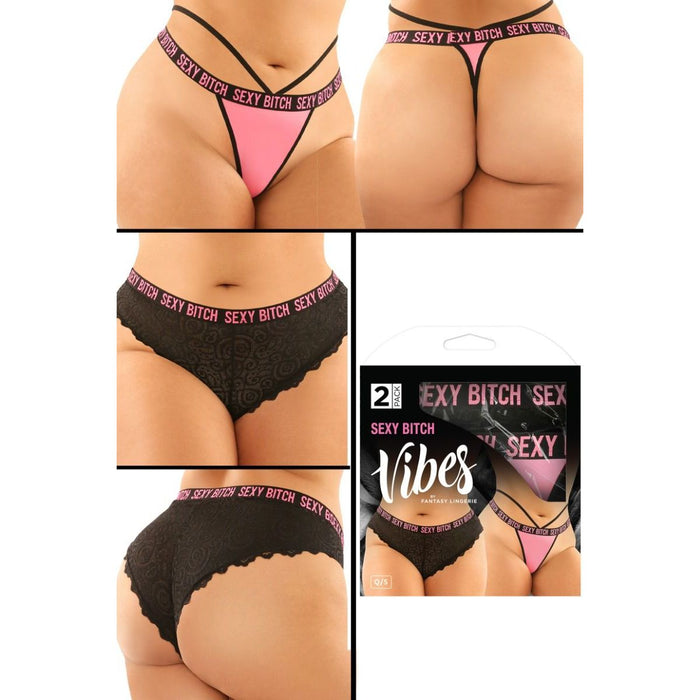pink and black sexy bitch g string and sexy bitch black thong