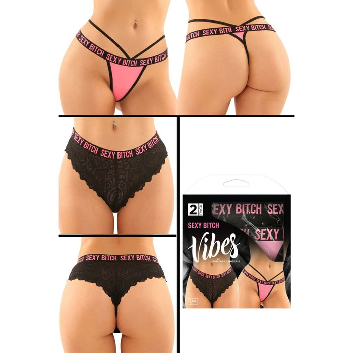 pink and black sexy bitch g string and sexy bitch black thong