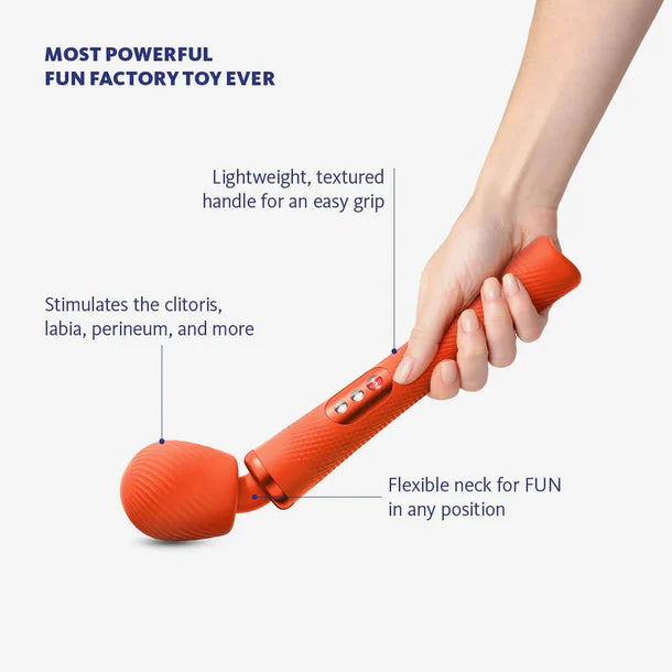 orange vim wand with text describing features on a white background