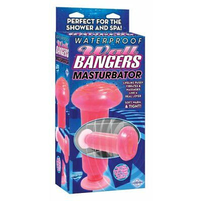 blue packaging with the pink masturbator on the front. The pink masturbator has a circle opening and a suction cup base 