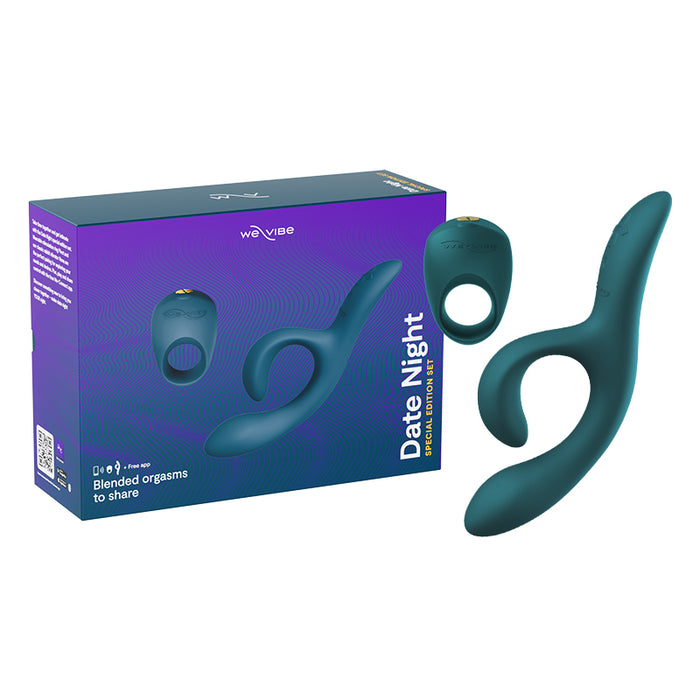 curved g spot clitoral vibrator in teal with vibrating cock ring