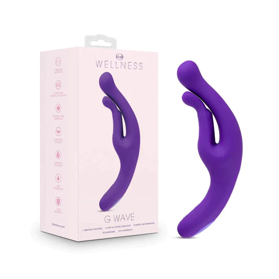 purple vibrator with curved shaft and tight clit stim