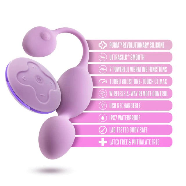 lilac connect dual kegel balls with tail and remote including info