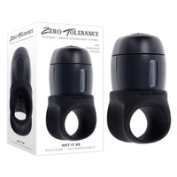 black masturbator with ring like opening, push button for lube dispenser