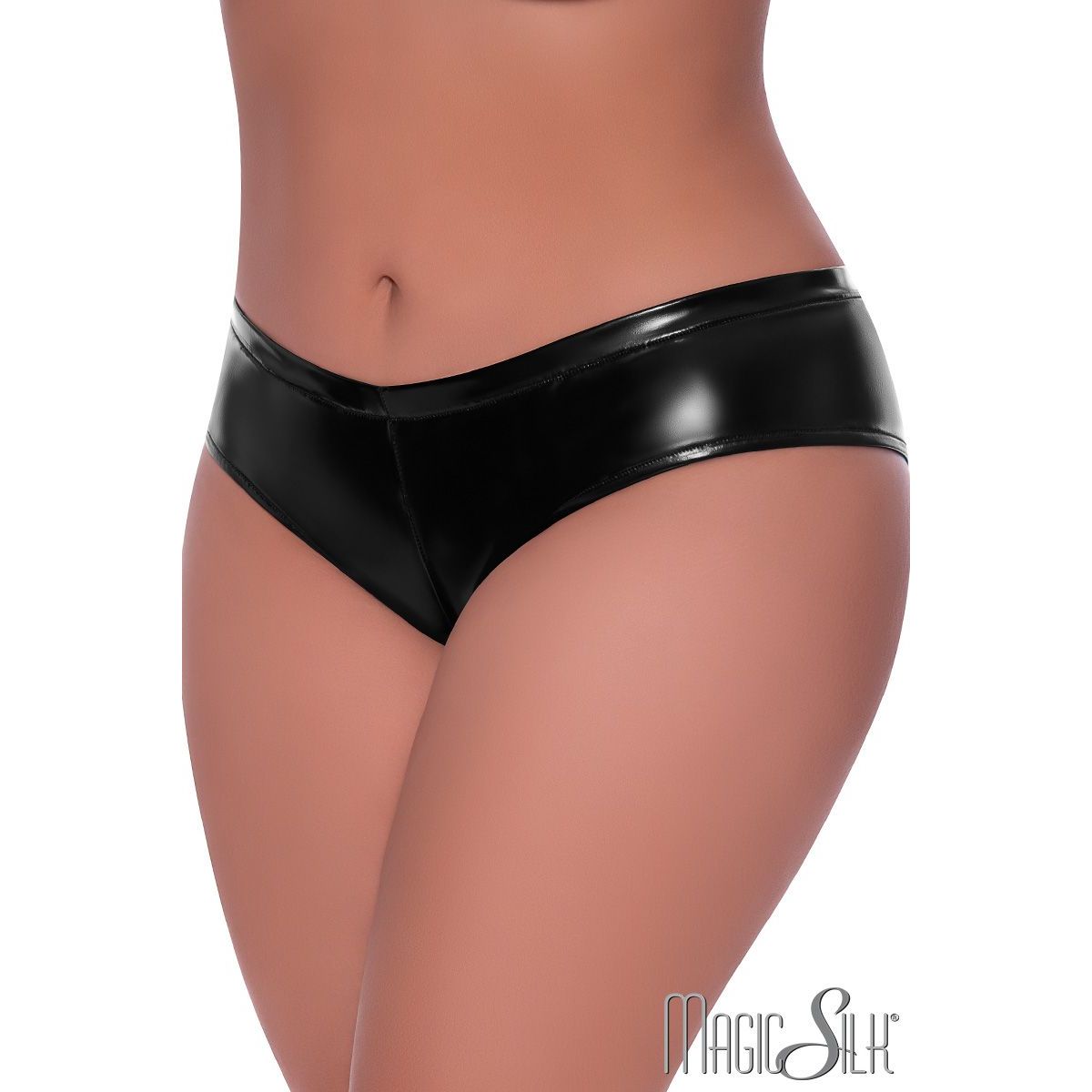 Four-way stretch glossy wet look panty.