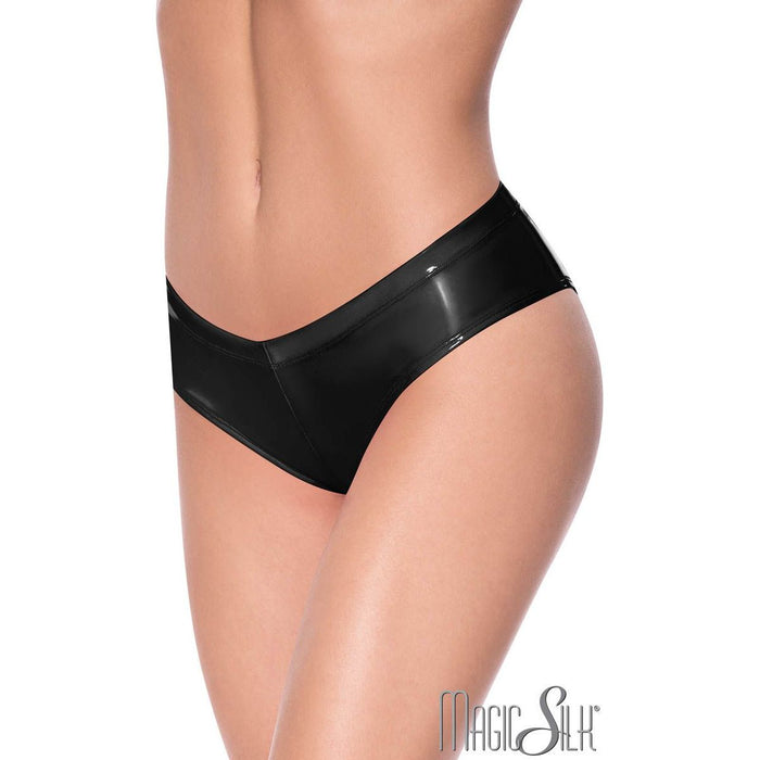 Four-way stretch glossy wet look panty.