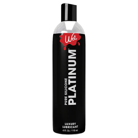 black bottle of wet platinum pure silicone lubricant 4.0oz