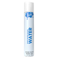 clear bottle with white wrapper and blue writing personal water based lubricant 1oz