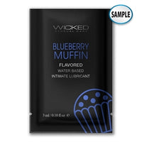 blueberry muffin flavored lubricant in black single use package