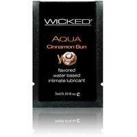 cinnamon bun flavored lubricant in black single use packge