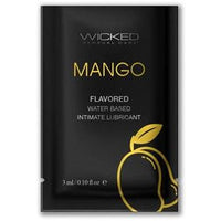 mango flavored lubricant in black single use package