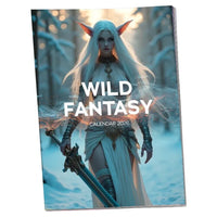 Calendar cover featuring a fantasy character with 'Wild Fantasy' text
