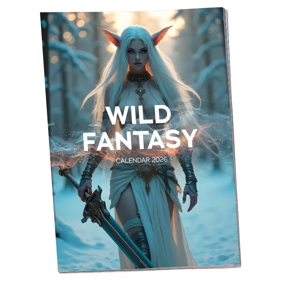 Calendar cover featuring a fantasy character with 'Wild Fantasy' text