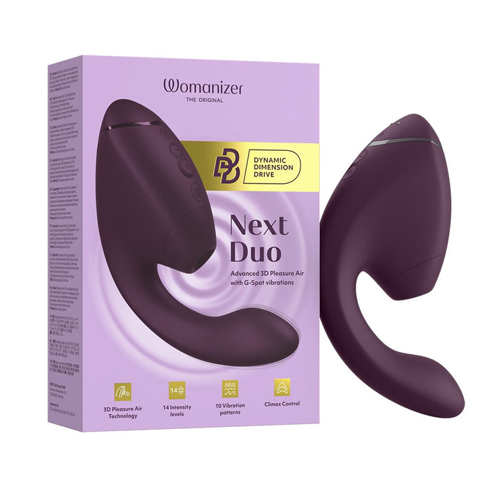 Womanizer Next Duo product with packaging on a white background