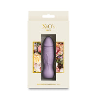 Silicone rechargeable vibe in packaging with floral design