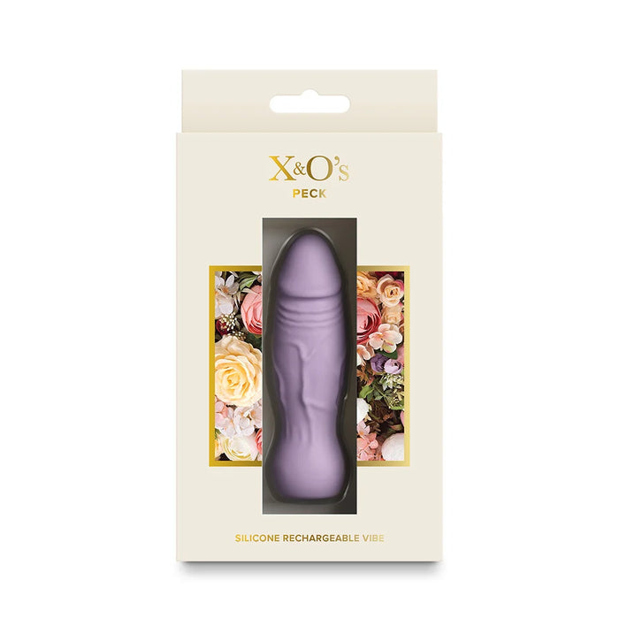 Silicone rechargeable vibe in packaging with floral design