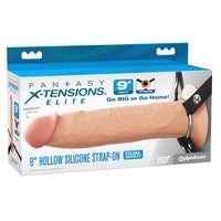 Fantasy X-Tensions Elite 9" Hollow Silicone Strap-On packaging on a white background