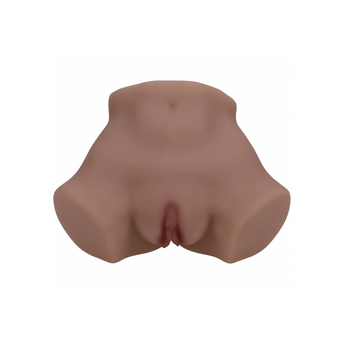 A realistic flesh-toned adult novelty masturbator with a smooth matte finish, isolated on a plain white background.