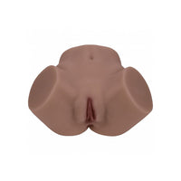 A realistic silicone adult novelty product designed to look like a vagina & buttock, shown from the front against a plain white background.