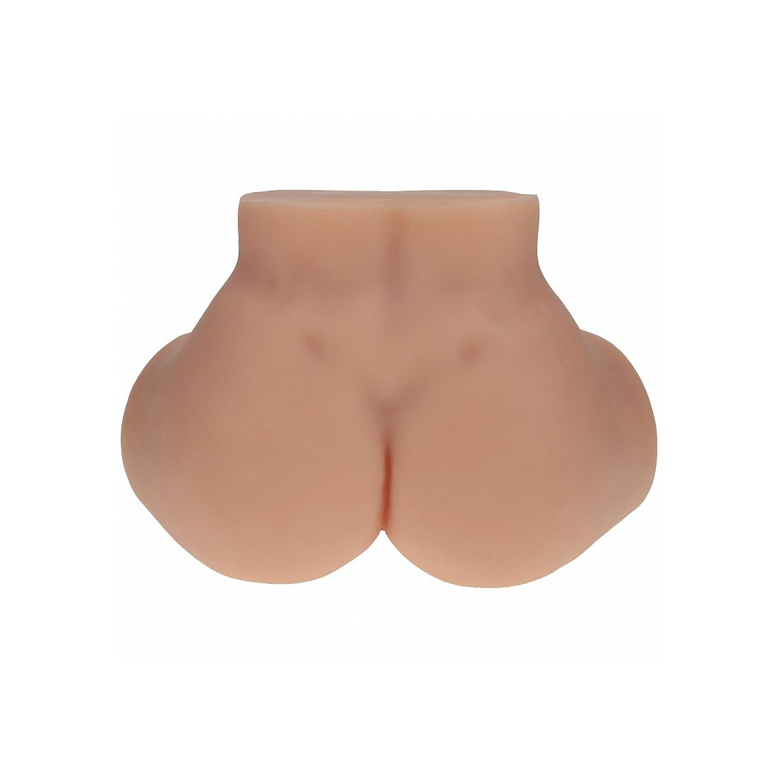 A realistic flesh-toned silicone butt masturbator with a textured surface, shown from the back against a plain white background.