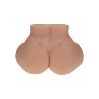 A realistic flesh-toned silicone butt masturbator with a textured surface, shown from the back against a plain white background.