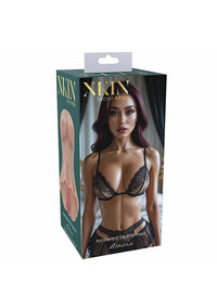XKIN Secret Affairs Amara masturbator by Shots retail packaging featuring the Amara design and product preview.