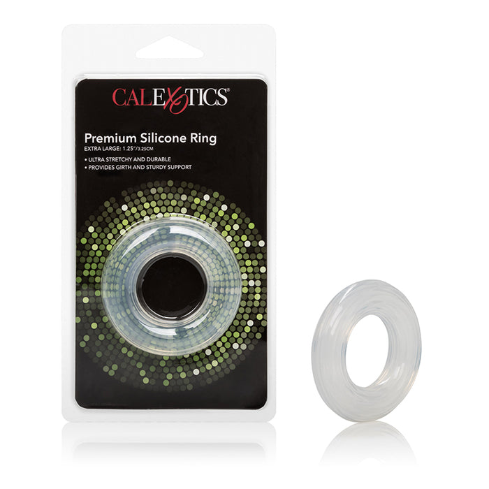 clear xl silicone cock ring next to cal exotics package