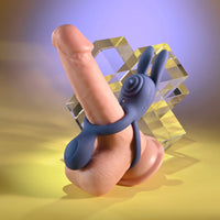 purple bunny with ball holder, on dildo