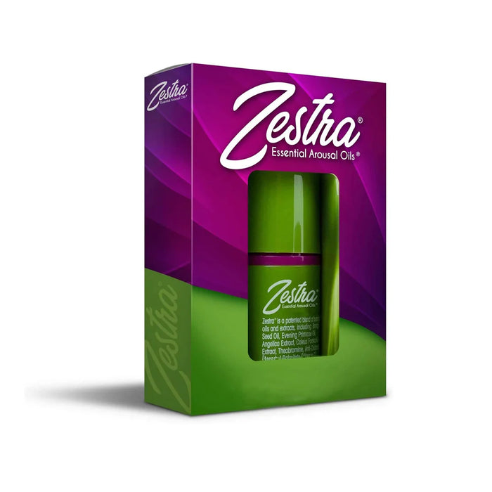 green and purple box of zestra essential oils