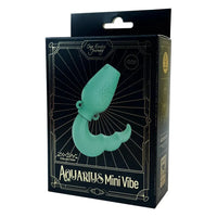 vase with water pouring out vibrator, aquarius zodiac sign, on box packaging