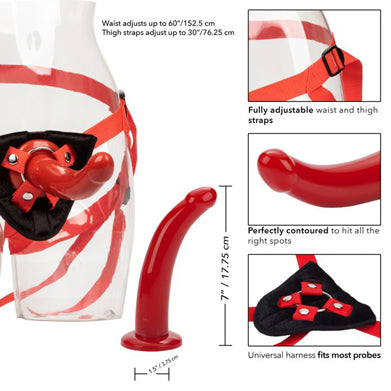 Red Rider Universal Strap On Harness with Dildo 7" by Cal Exotics