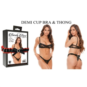 Demi Cup Bra & Thong by Barely Bare