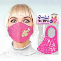 woman wearing pink bride to be face mask