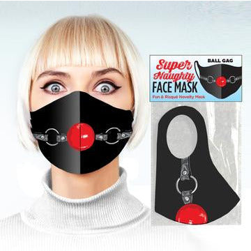 lady wearing ball gag face mask