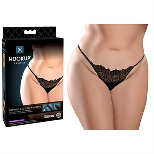 HookUp Panties Remote Lace Peek A Boo with Vibrating Anal Plug by Pipedream Products®