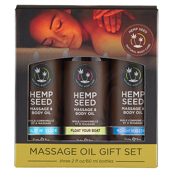 brown box man  massaging ladys back bottles of massage oil