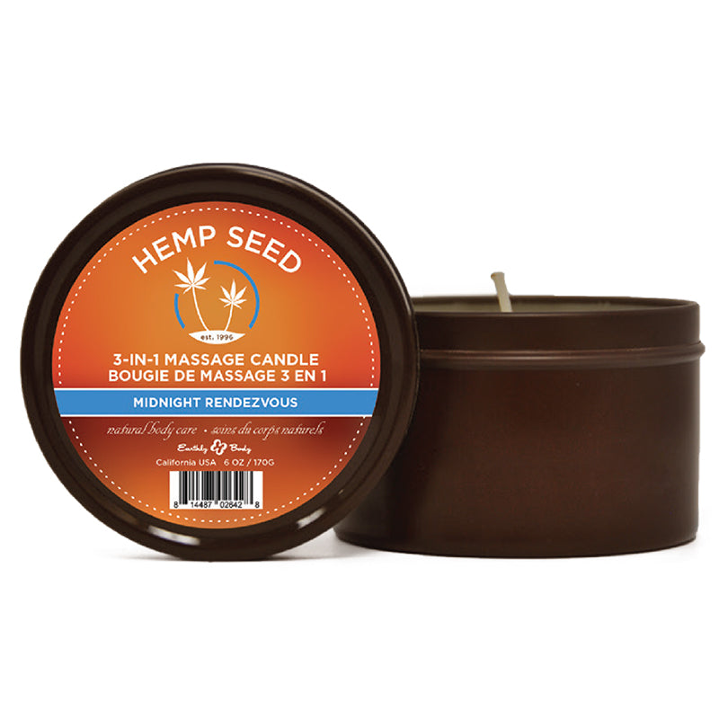 Hemp Seed 3 in 1 Massage Candle Midnight Rendezvous by Earthly Body