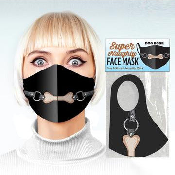 woman wearing dog bone face mask 