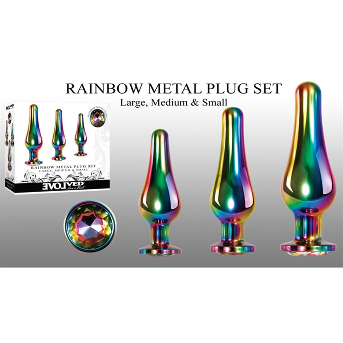 Rainbow Gem Anal Plugs Kit 3pk by Evolved